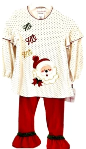 Bonnie Jean Top & Leggins 6X Girls Red Ivory Green Christmas NWT $40 - Picture 1 of 11