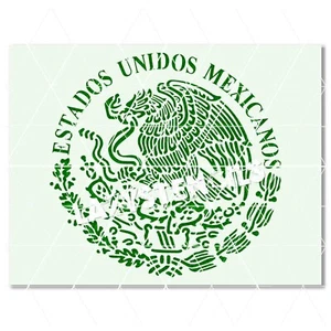 Mexican Flag Symbol Stencil - Emblem Mexico Latino Estados Unidos - Picture 1 of 4