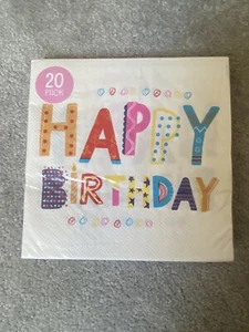 20 servilletas de papel de feliz cumpleaños, vajilla desechable fiesta para niños decoración de cumpleaños - Imagen 1 de 1
