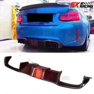 Real Carbon Fiber Rear Bumper Diffuser Lip W/LED Fits 2016-2021 BMW F87 M2 only - Picture 1 of 19
