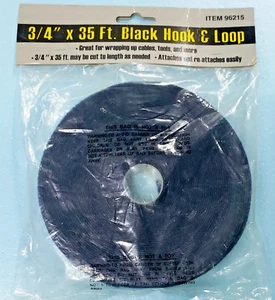 Hook & Loop Strap ONE WRAP Reusable Double-Sided Strap 3/4" x 35 Ft Black - Picture 1 of 4