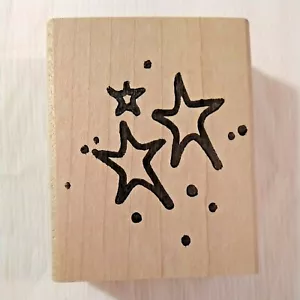 Vintage Denami Design 1997 Wood Mounted Rubber Stamp Starry Sky Stars Night Sky - Picture 1 of 5