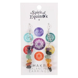 7 Chakra Gemstone Earrings Crystal Dangly Healing Rainbow Jewellery Anxiety Gift - Picture 1 of 1