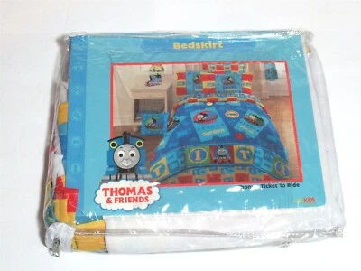 New NOS 2005 Thomas Train & Friends Ticket To Ride Twin Bed Skirt Dust Ruffle - Image 1 of 4