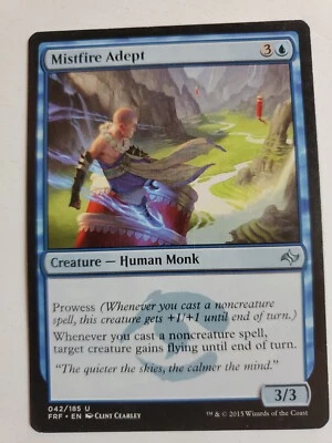 MTG Magic The Gathering Card Mistfire AdeptCreatureHuman Monk Blue Fate Refo - Image 1 of 2