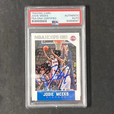 2015-16 NBA Hoops #153 Jodie Meeks Signed Card AUTO PSA Slabbed Pistons - Image 1 of 2