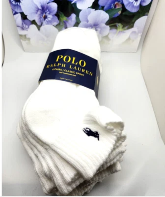 Meias Polo Ralph Lauren Clássicas Esportivas Meia Almofada Sola Tornozelo Preto Branco 6 Peças - Imagem 1 de 4