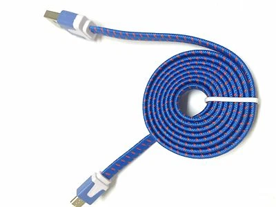 3/6/10 FT braided flat Micro USB Charging cable for Android Devices Samsung, LG - Image 1 of 2