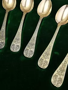 Odiot / Henin - 12 Tea Spoons "Napoleon" Silver Gilt Minerva - Picture 1 of 12