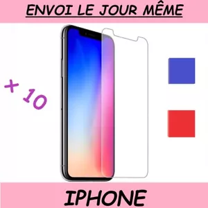 VERRE TREMPÉ IPHONE VITRE PROTECTION ÉCRAN 13 14 Pro Max 11 12 Mini XR XS X x10 - Photo 1/6