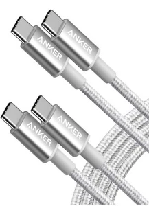 2 Stück Anker New Nylon USB-C auf USB-C Ladekabel 1.8m Länge, Doppelpack Silber - Bild 1 von 7