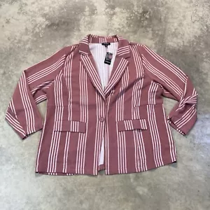 Torrid Blazer Womens 3X Rose Stripe Boyfriend Jacket Single Breasted Pockets - Picture 1 of 10