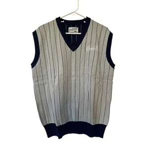 Bogey Boys Golf Vest Stripes Grey Blue  Mens Size L Cotton - Picture 1 of 8
