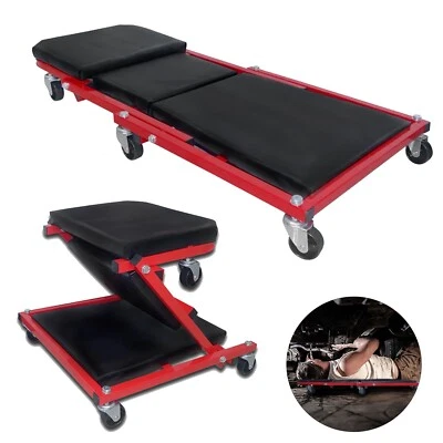 2 in 1 Montagerollbrett Werkstattliege KFZ Rollbrett Werkstatthocker Bequem NEU - Bild 1 von 4