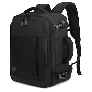 Kunststoff Laptop Rucksack 15.6 Zoll Handgepäck für Herren Damen Schwarz - Bild 1 von 10