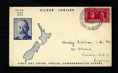 Nueva Zelanda 1935 FDC SG 574 KGV sello de jubileo de plata en cubierta de caché a Londres Foto 1 de 2