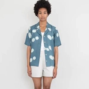 Folk Indigo Punkte weicher Kragen Leinen Kurzarm Knopfleiste 3 Medium - Bild 1 von 8