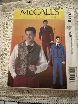 McCall’s 7216 Men’s Costumes Jacket Pants Vest  Size S-M-L-XL-XXL Uncut FF - Image 1 of 3