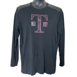 Camisa T-Mobile Mujer Pequeña Negra Rosa Imitación Cuero Logo Manga Larga Trabajo Minorista - Imagen 1 de 11