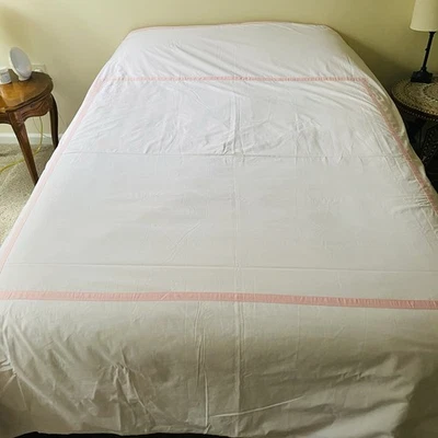 Funda nórdica Pottery Barn Kids Full Queen 90” x 88” rosa blanco algodón orgánico Foto 1 de 4