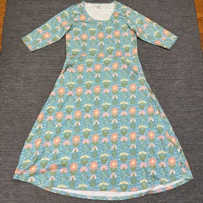 Svaha Dress Women XL Floral Botanical Diagram Garden Midi Pockets Organic Modest - Image 1 of 4