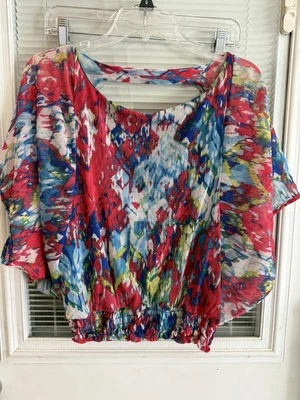 Top Weston Wear Anthropologie Abstracto Floral Elástico Boho Cintura Ajustada Talla M Foto 1 de 4