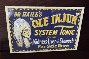Letrero tónico del sistema "Ole Injun" del Dr. Haile, AAA Sign Co., Coitsville, OH - Imagen 1 de 8