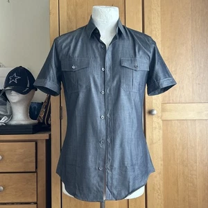 Gucci Mens Skinny Fit Short Sleeve Shirt in Blue. Size 15.5. Brand New + Tags - Picture 1 of 12