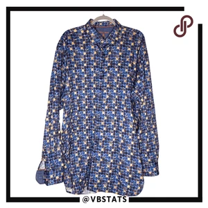 Camisa Visconti Negra Para Hombres Círculo Geométrico Manga Larga Abotonada Multicolor 2XLT - Imagen 1 de 8
