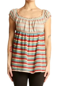 Free People Stripe Babydoll Knit Top Large - Picture 1 of 9