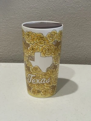 Taza de viaje de cerámica de doble pared Starbucks Texas Yellow Rose Vaso 10 oz Foto 1 de 4