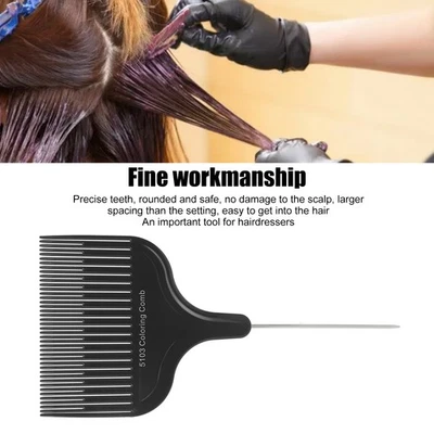 Peine para teñir el cabello aguja de acero cola puntiaguda sección resaltados peine para cabello Foto 1 de 4