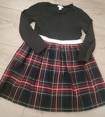 Vestido de Navidad Crewcuts para niñas talla 6. Fondo a cuadros Foto 1 de 3