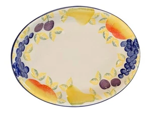 Bizzirri Made In Italy Large Serving Platter Fruit Hand Painted 16" x 11" x 2" - Picture 1 of 6