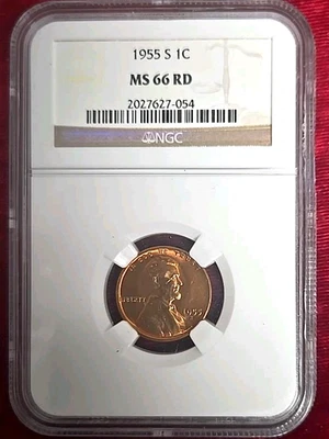 1955-S 1c. Lincoln Wheat Cent NGC MS-66 Red - Image 1 of 4