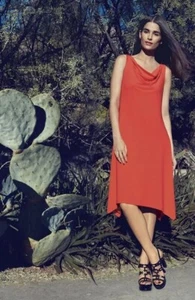 NWT EILEEN FISHER FIREFLY Cowl Neck Knee Length Viscose Jersey Dress LARGE NEW - Picture 1 of 3