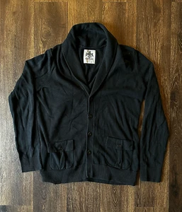 Express Cardigan Shawl Collar 5 Button 2 Pocket Mens Small Black - Picture 1 of 7
