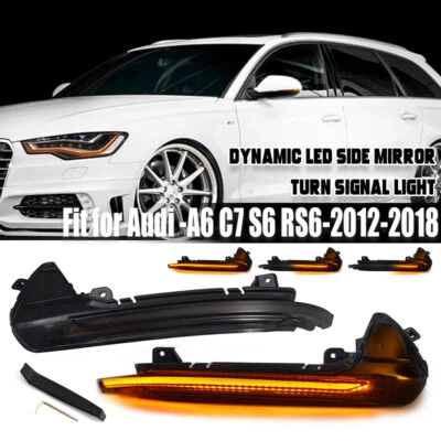 Se adapta a Audi 12-18 A6 C7 RS6 S6 Espejo Lateral Indicador LED Intermitente Luces Foto 1 de 4