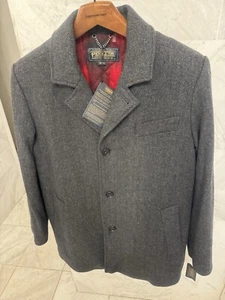 $250 Pendleton men’s FITTED MEDIUM coat wool Herringbone Gray 3/4 Length - Picture 1 of 12