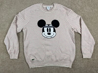Suéter Pullover Lacoste Para Hombres XL Elastizado Disney Mickey Mouse Rayas Blanco Rojo Foto 1 de 4