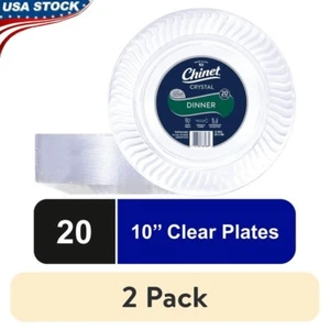 Heavy Duty Disposable Plastic Plates 10 Inch Clear 20 Count Party Tableware New - Picture 1 of 11
