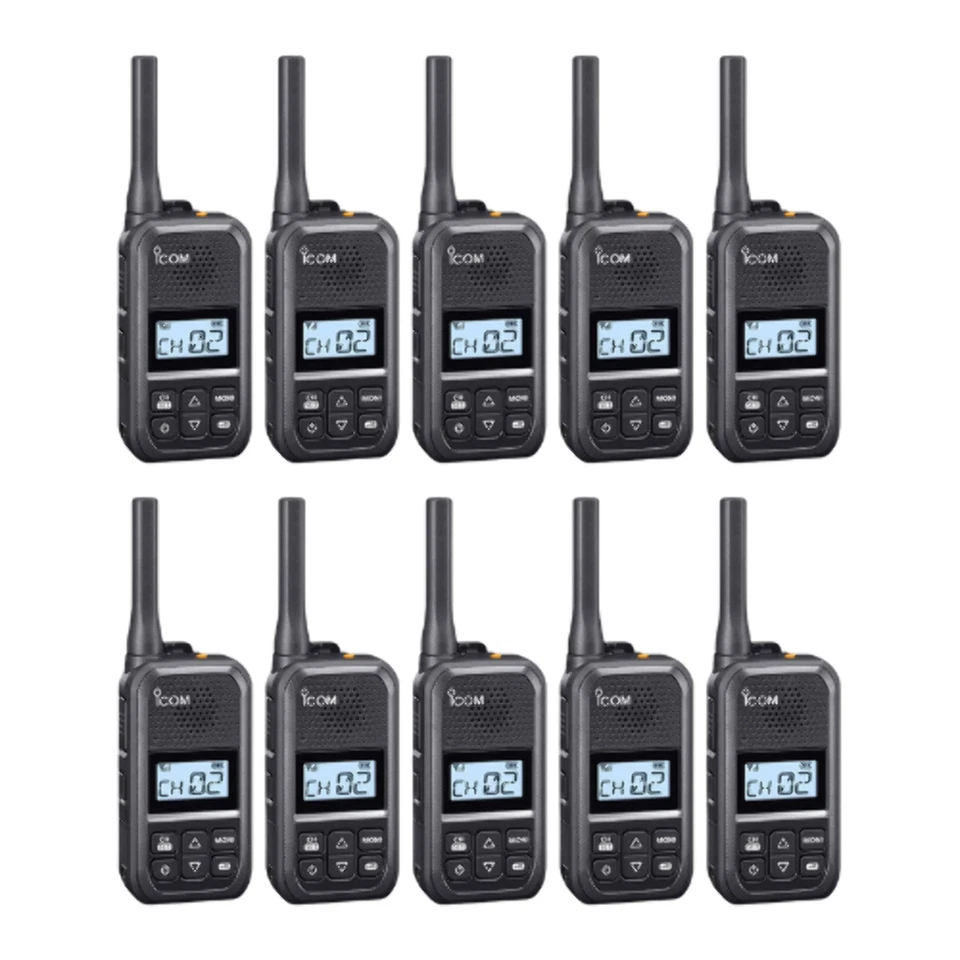 10 Pack of Icom F200 UHF 450-470MHz 16 Channels 2 Watt Compact Two-Way Radio - Image 1 of 1