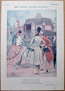 VALLET Original 1929 French Vintage Art Print VICTORIAN GIRL HORSE CARRIAGE - Bild 1 von 1