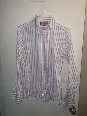 Camisa de vestir Thomas Pink Traveller calce ajustado para hombre con botones talla 16 Foto 1 de 4