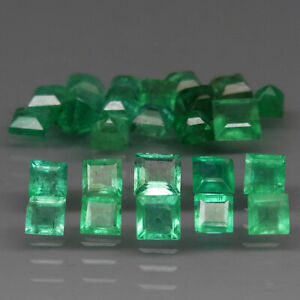 Square 3 to 3.5 mm.OUTSTANDING! Real Natural Columbian Emerald 25Pcs/5.12Ct.