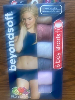 Fruit of the Loom Womens 6 Pack Boy shorts Size 7L tag free multicolor W345 - Imagem 1 de 2