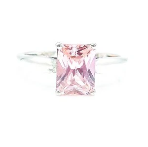 Pink Tourmaline Solitaire Ring Size 5 in Sterling Silver - Picture 1 of 5