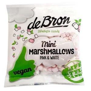 (33,20 EUR/kg) De Bron Vegan Mini Marshmallows Pink & White 75g - Bild 1 von 1