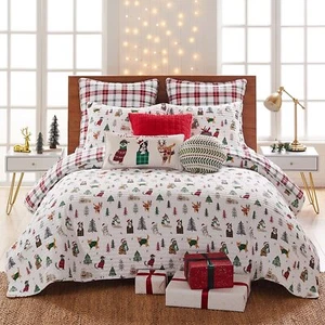 Carino X'mas Vacanze Moowy Quadri Reversibili King Queen 3 pz Set trapunta - Foto 1 di 8