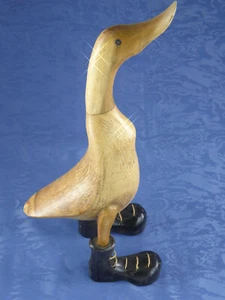 Nr.3280 schöne Holzente Dekoration Bambus Ente Groß Unikat Einzelstück Teakholz - Picture 1 of 9